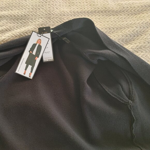 Max Sport Sweater Coat Jacket Duster with faux fur - Size Small - Color black. - Picture 6 of 8